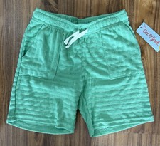 Cat and Jack Shorts Girls S 6/7 Green Pull On Terrycloth Stripes Drawstrings