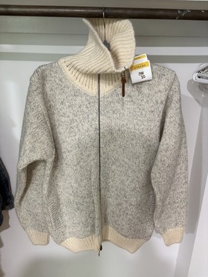 Devold Norway Nansen Zip Cardigan Sweater Gray Off White 100% Wool M NWT