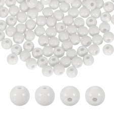 200pcs White Acrylic Round Beads 6mm Plastic Resin Loose Bead