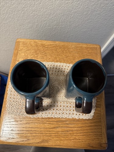 DESIGN BY MARA POTTERY MEXICO STONEWARE SIGNED COFFEE MUGS (2)Horse BLUE 12 OZ. - Bild 4 von 6