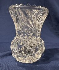 Vintage Artmark Collection Lead Crystal Vase Clear Toothpick Holder Trinket