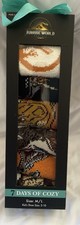 JURASSIC WORLD 7 DAY OF COZY KIDS SHOE SIZE 3-10 SOCKS 7 PAIRS NEW NIB