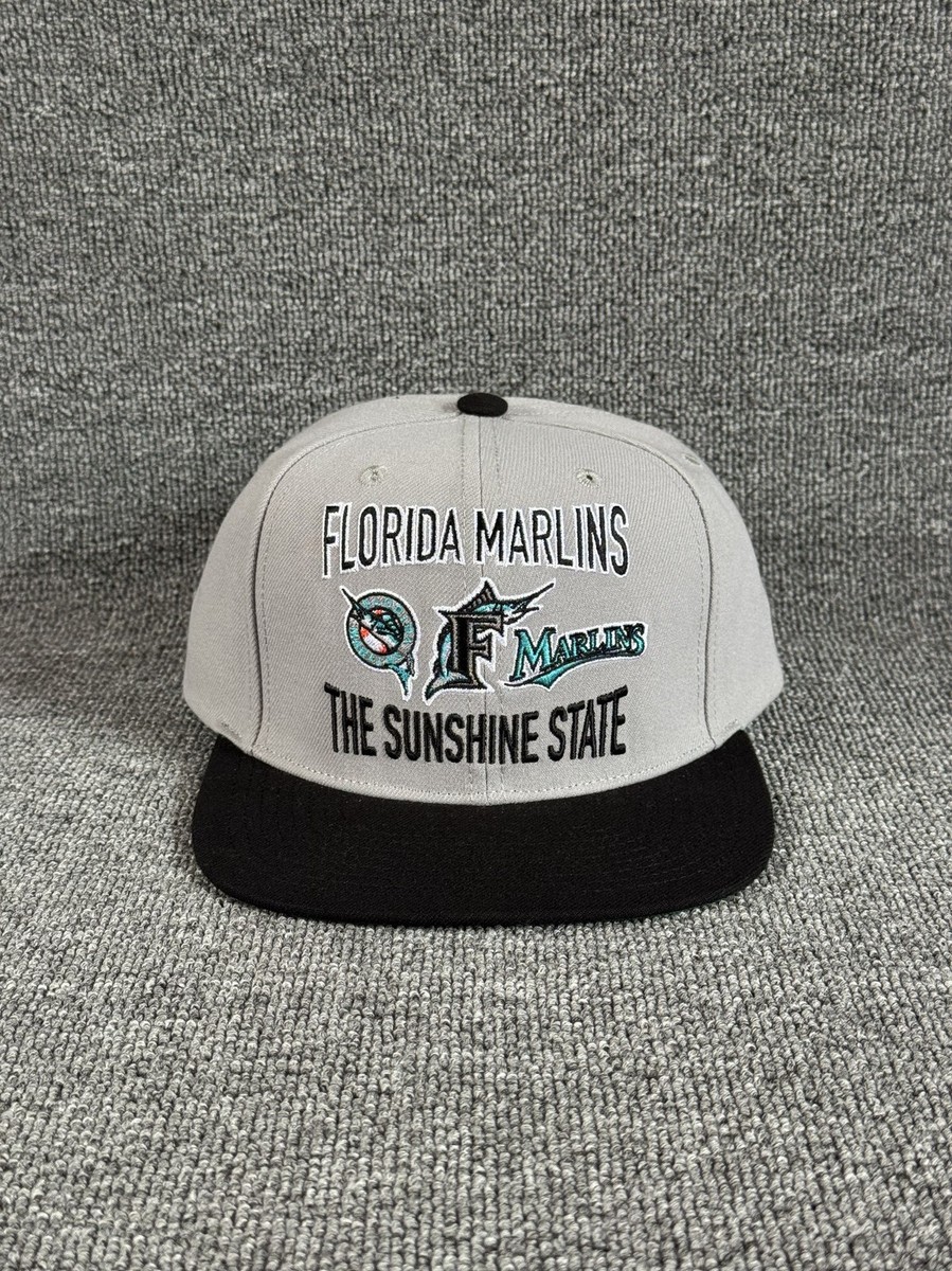 Mitchell & Ness Florida Marlins Snapback Retro Hat White Black