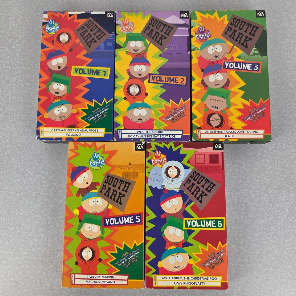 South Park VHS Tapes 1997 Volume 1, 2, 3, 5, 6 Lot. Missing Vol 4 Rhino - Image 2 of 4