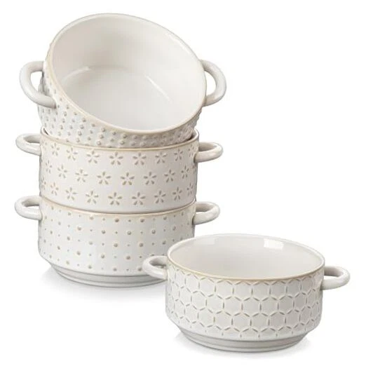 Ceramic Soup Bowls with Handles, 20 oz French Onion Soup Bowls Oven &
