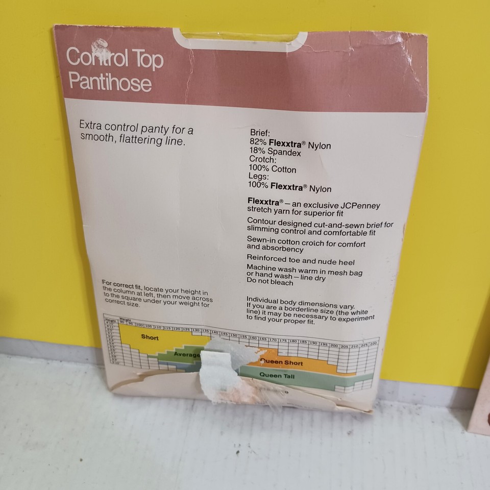 Vintage JCPenney sheer caress control top pantyhose Suntan Queen Short
