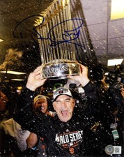 BRUCE BOCHY SIGNED AUTOGRAPHED 8x10 PHOTO GIANTS WORLD SERIES RARE BECKETT BAS