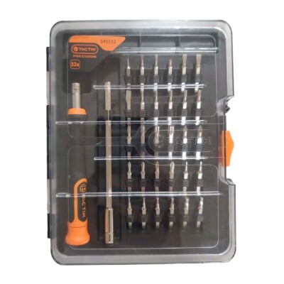 Tactix 32 Pc Ratcheting Mini Micro Precision Screwdriver Set + Ext Bar & 30 Bits