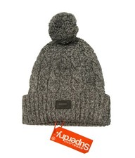 Superdry Men's Graphite Grey Twist Jacob Wool Blend Ribbed Cuff Beanie