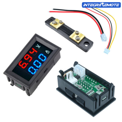 DC 10A 100V Digital Amp Volt Meter Voltmeter Ammeter Blue Red LED Current Shunt