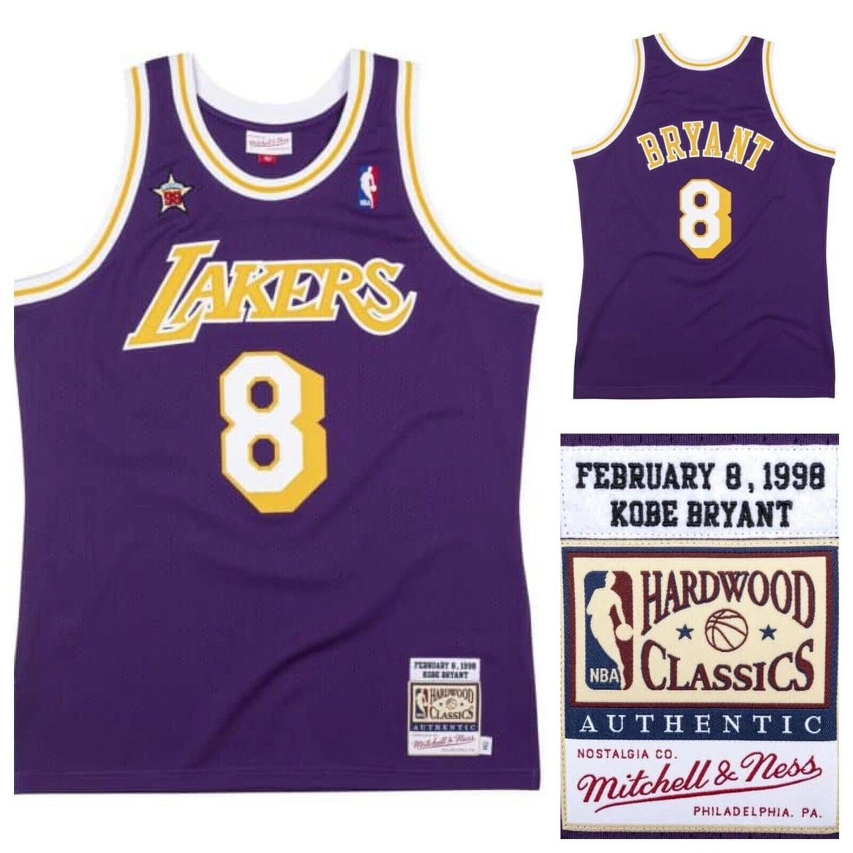 Size XXL Mitchell & Ness Kobe Bryant #8 LA Lakers NBA All Star