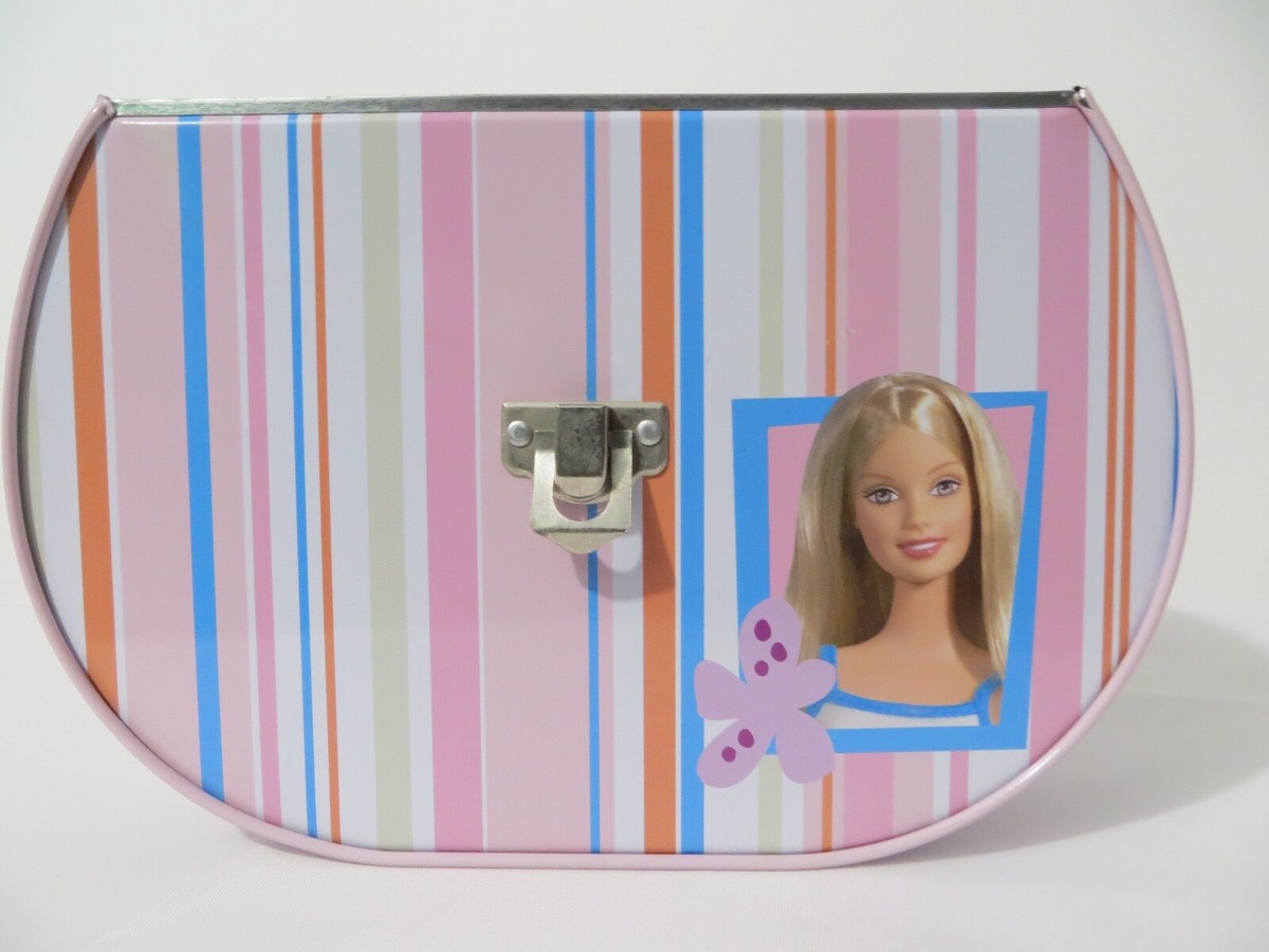 Barbie Metal Purse 2004 With Double Hinge Top With Latch Closure