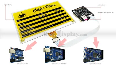  Yellow 7.5 inch e-Paper Display Arduino Shield,Library 640x384 