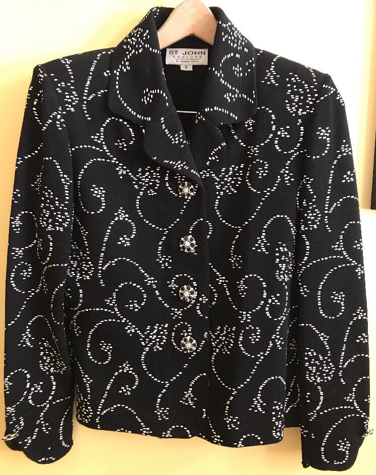 St John Couture Marie Gray Black Sequin Shimmery Size… - Gem