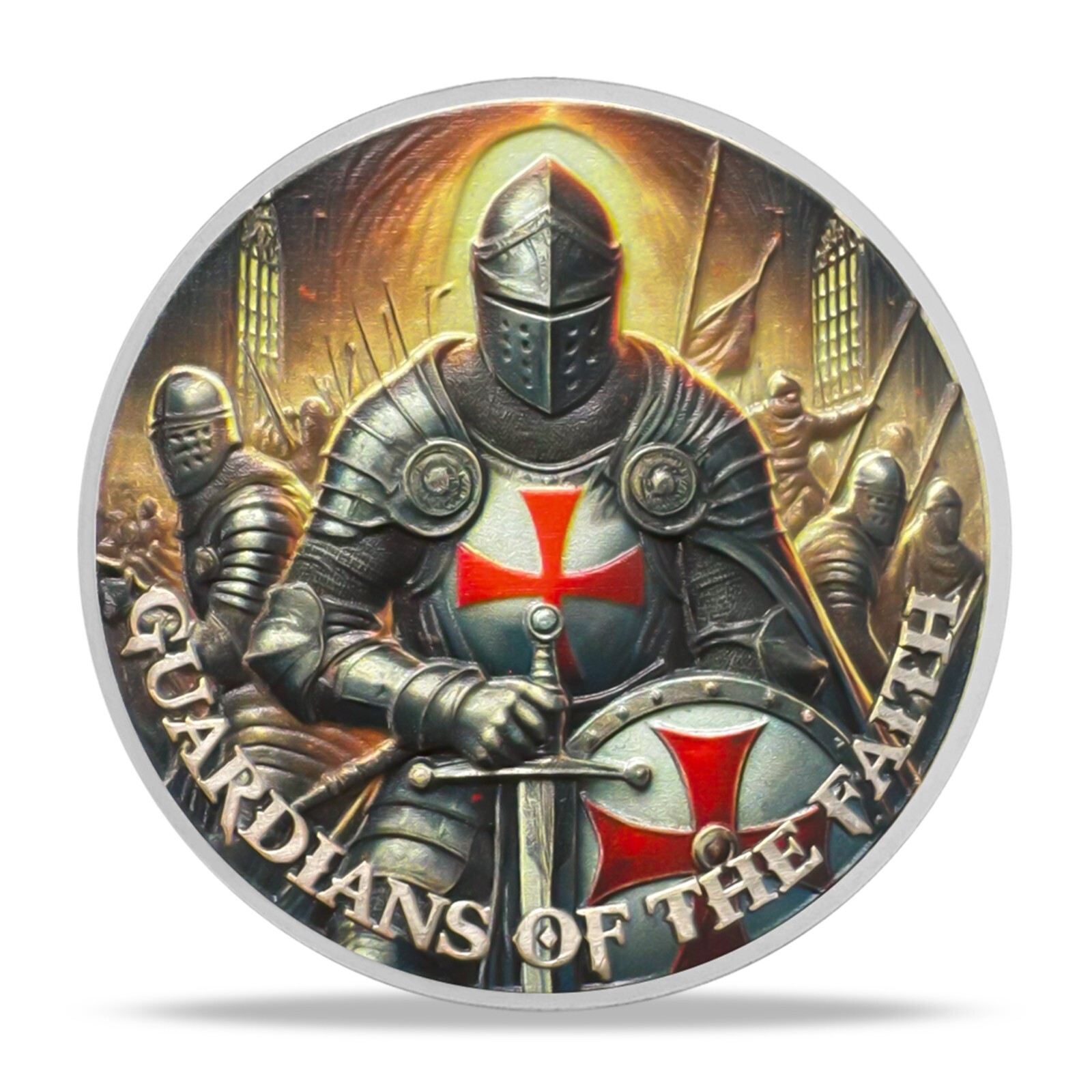 Knights Templar Challenge Coin Armor Of God Coin Silver Plated Collectible Coin