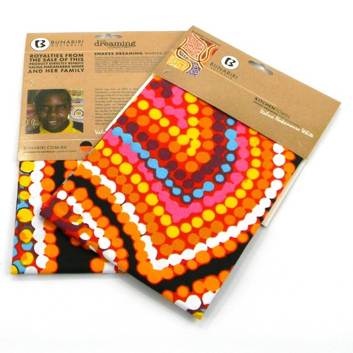1 Australia Souvenir Indigenous Aboriginal Art Kitchen Tea Towel Snake Dreaming - Picture 2 of 6