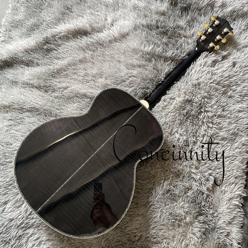 Guitarra Eléctrica Acústica Alta Calidad J200 Negra 6 Cuerdas Cuerpo de Arce Llama 101 - Imagen 5 de 7