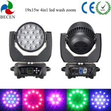 2pcs 19x15W4in1 RGBW Led Zoom Moving Head Light DJ Disco Stage Wash Effect Light