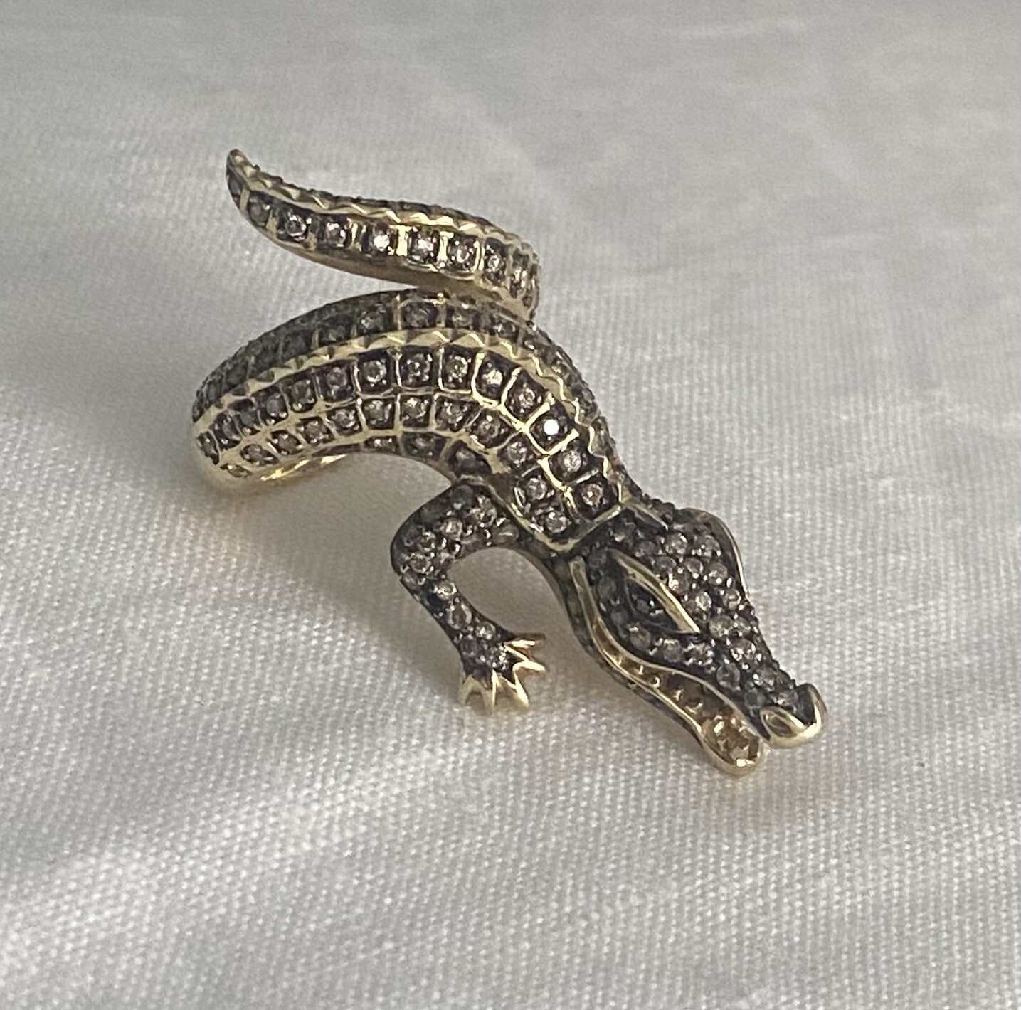 14k Heavy Solid Gold Lizard Alligator Crocodile R… - image 4