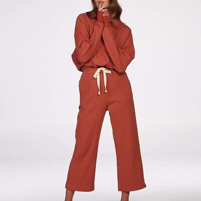Charlie Holiday Locale Waffle Sweatshirt & Journey Lounge Pants Set Rust SIZE S