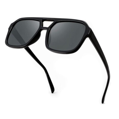 Large Women Men Round Oval Black Plastic Frame Shades Retro Unisex Sunglasses