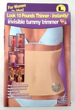 INVISIBLE TUMMY TRIMMER Slimming waist Belt Clincher Light Corset - L - Nude NEW