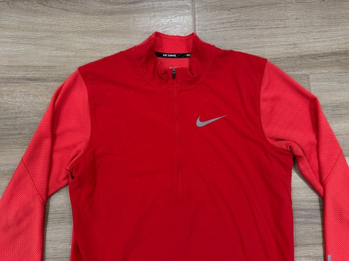 Nike Aeroreact Men's Running Jacket XL Red Half Zip Lightweight Swoosh Logo EUC - Picture 2 of 11