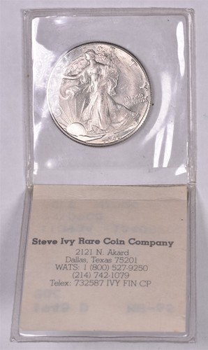 1945-D Walking Liberty Silver Half Dollar - Steve Ivy Rare Flip