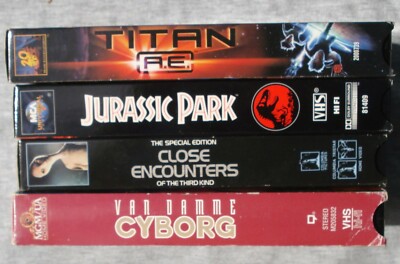 VHS Sci-fi Cyborg Jurassic Park Close Encounters Titan Lot of 4