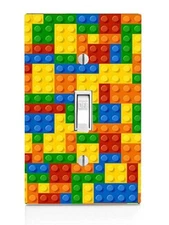 (2) Pack - Colorful Bricks Printed Single Toggle Light Switch Plate Cover