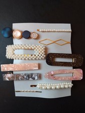 New - Hair Clips Acrylic Resin Pearl Gold Barrettes Bobby Pins - 10pcs - Set C