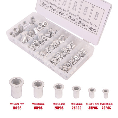 Flat Head Thread Insert Nut Metric Rivet Nut Assorment Kit M3 M4 M5 M6 M8 M10