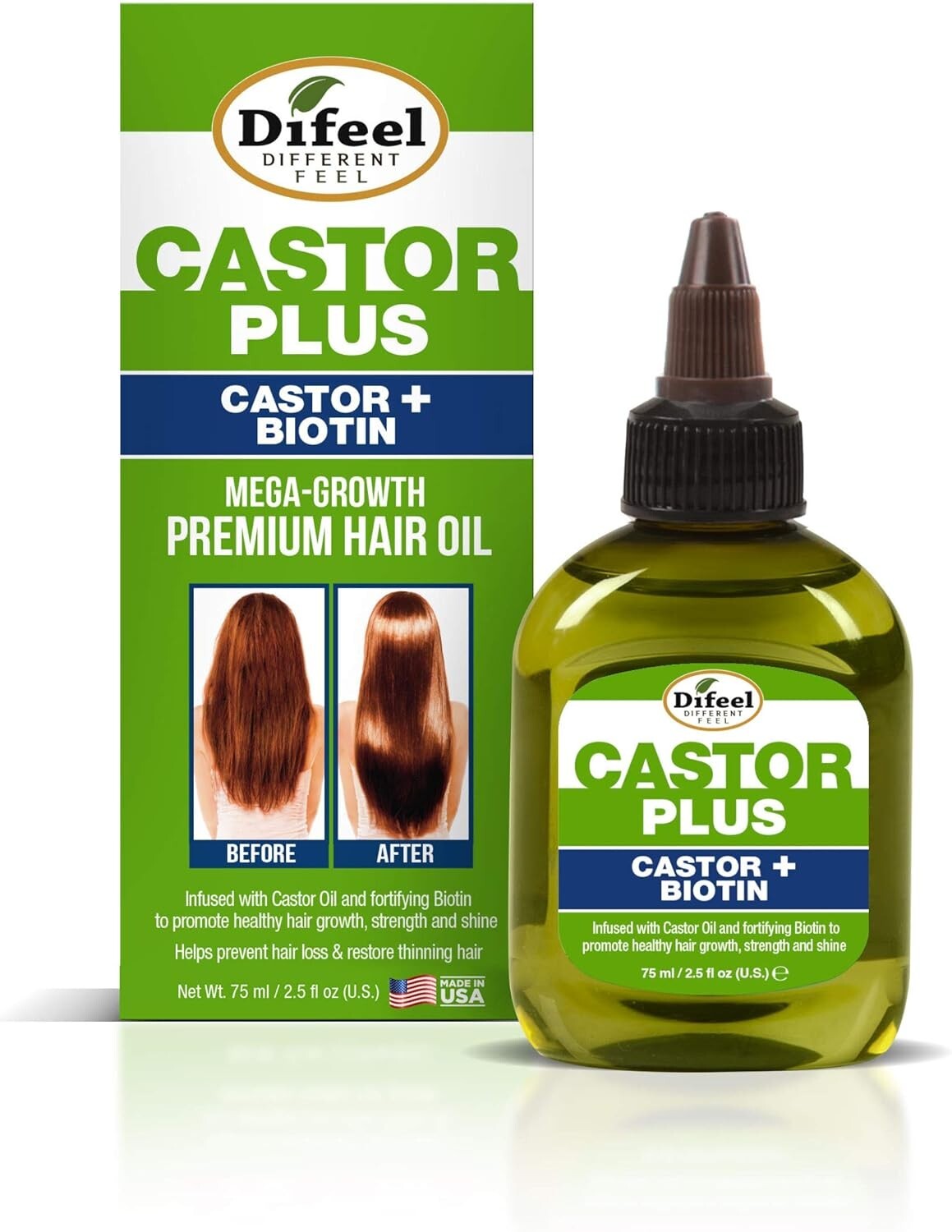 Difeel Castor Plus Biotin Mega Growth Premium Hair Oil Hair Loss Thinning Hair