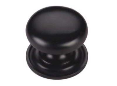 Ashley Norton Solid Brass 1-1/4 Inch Round Mushroom Cabinet Knob MT0113-032-BLK