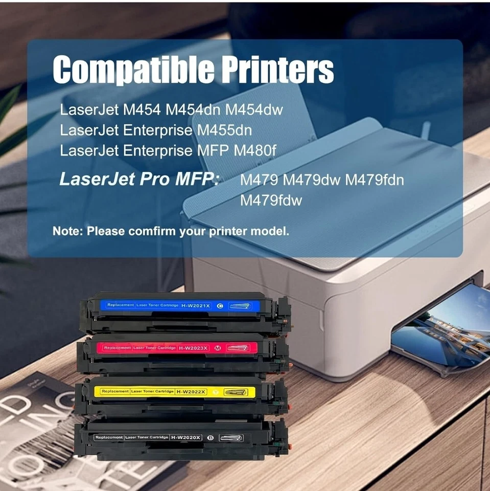 WITH CHIP 4x Toner for HP 414X W2020A Laserjet Pro MFP M479fdw M479fdn M454dn - Image 2 of 4
