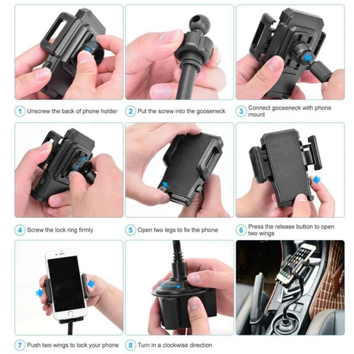 Car Mount Adjustable Gooseneck Cup Holder Stand Cradle Universal Cell Phone US - Picture 10 of 13
