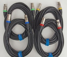 10m 7.5m Microphone Cable XLR DMX Lead Set with 2x 10m + 2x 7.5m OFC with Cable Hook and Loop