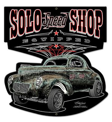 Solo Speed Shop Willys Gasser Hot Rod Drag Race Retro Sign Blechschild Schild