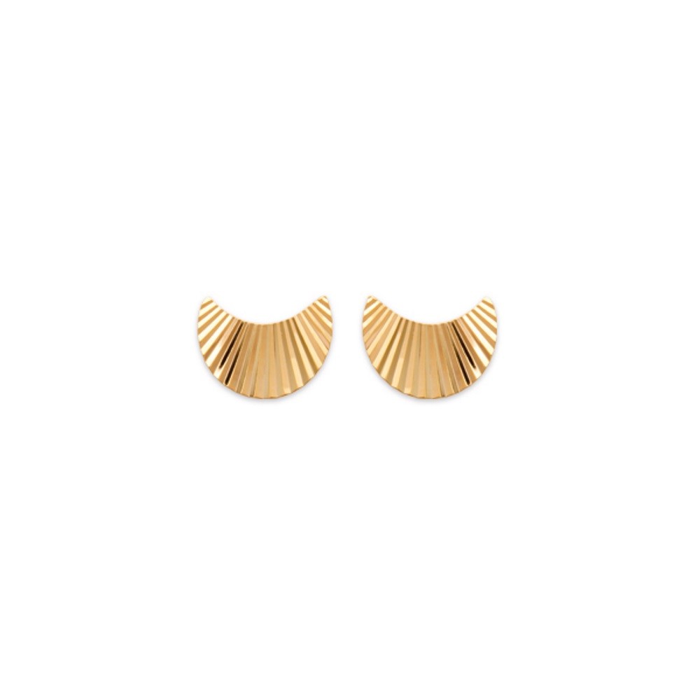 Boucles d'oreilles demi-lunes or 18 carats, bijou minimaliste de bureau