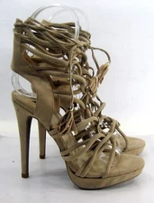 Skintone 5.5"Stiletto High Heel Open Toe LACE UP  1.5"PLATF Shoes WOMEN Size 10