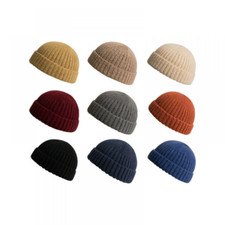 Men Knitted Hat Beanie Skullcap Sailor Cap Cuff Brimless Retro Navy Fashion Warm