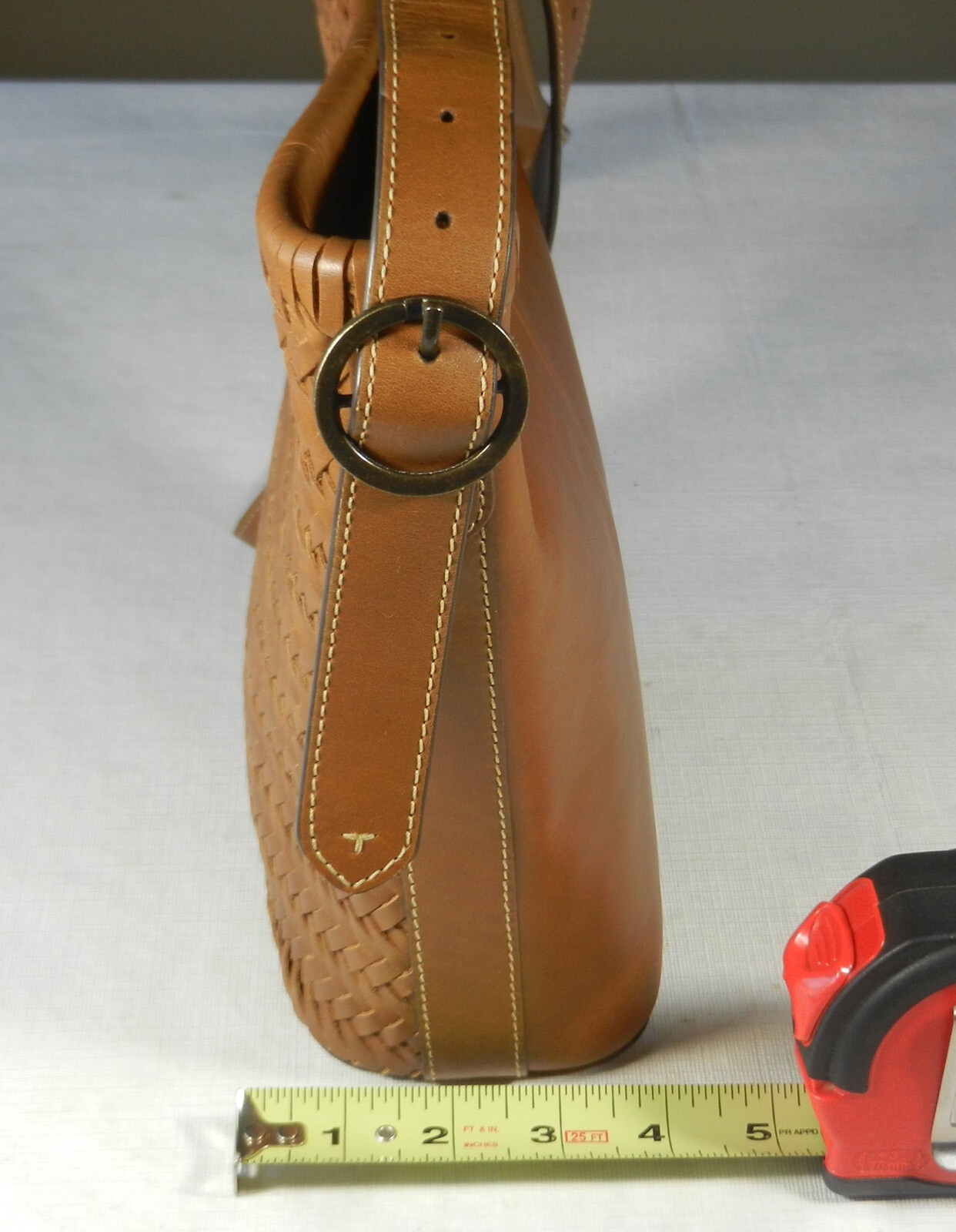 TIGNANELLO Walnut Woven Leather Crossbody Handbag w/ Dust Bag image 6