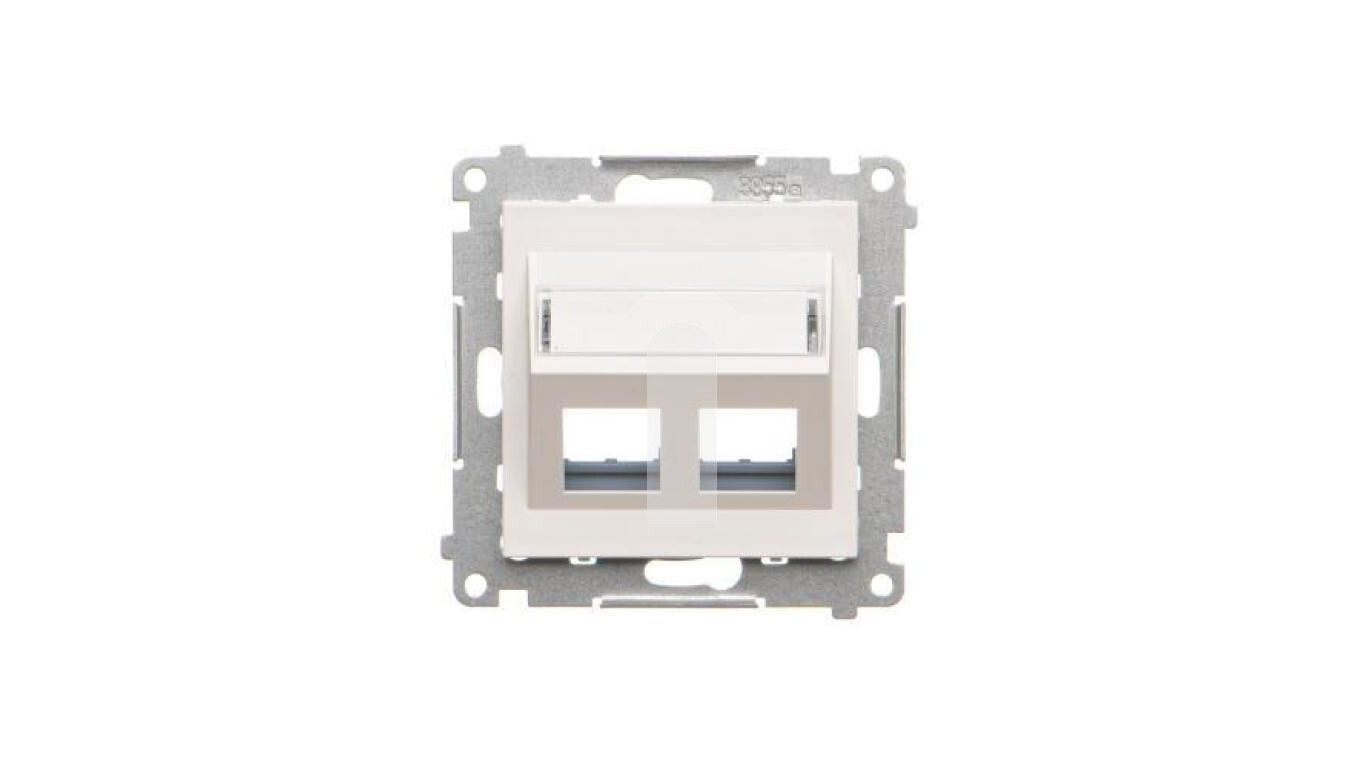 Simon 55 Cover for ICT sockets on Keystone, angled, double, with a labeli /T2UK