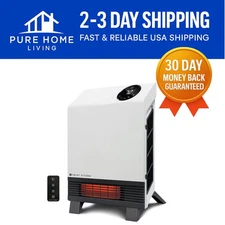 Compact Infrared Quartz Heater with Built-in Thermostat & Remote Control - 1000W