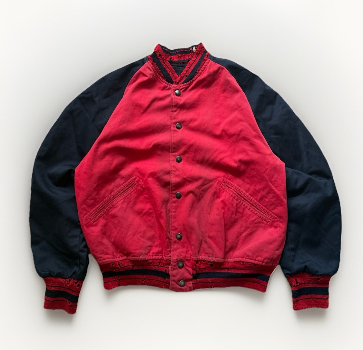 Vintage 1950s Satin Cotton Snap Bomber Jacket Reversible 