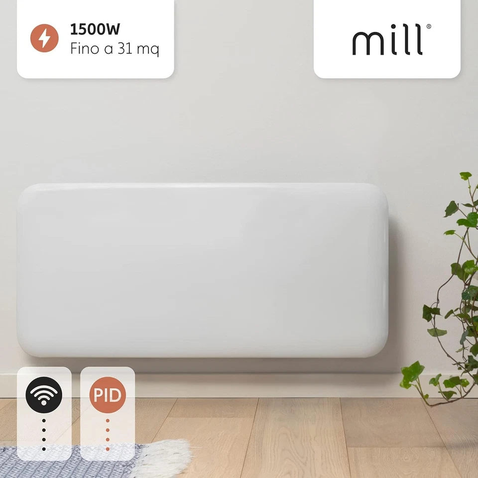 Termoconvettore Elettrico a Parete in Acciaio Mill Steel WIFI - da 400W a 2000W - Immagine 2 di 4