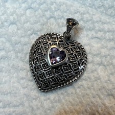 Silver Amethyst Heart Pendant