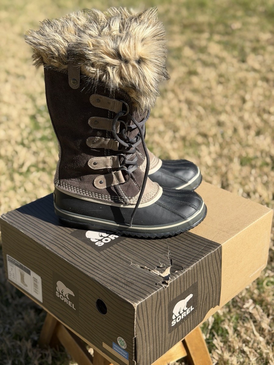 Sorel Joan of Arctic Faux Fur Rubber/Suede Snow Boots Womens Size