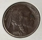 1918-P BUFFALO NICKEL, ERROR, BLACK RUTHENIUM, VF+ DETAILS, FREE SHIPPING, RARE!