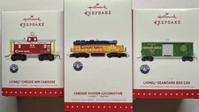 2015 HALLMARK LIONEL CHESSIE LOCOMOTIVE, CABOOSE, & BOX CAR ALL 3 TRAINS - NEW!